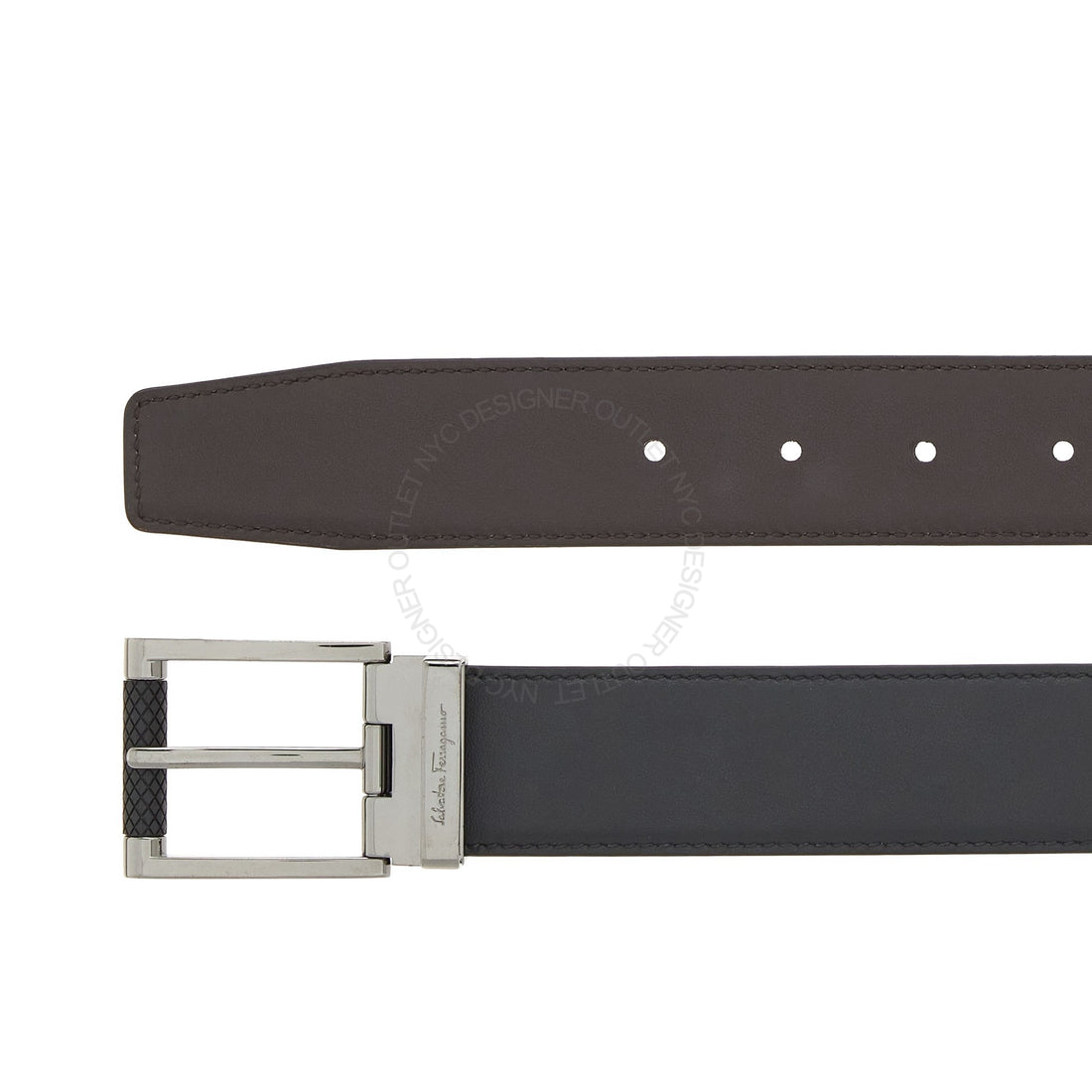 Ferragamo Black/Brown Leather Adjustable belt