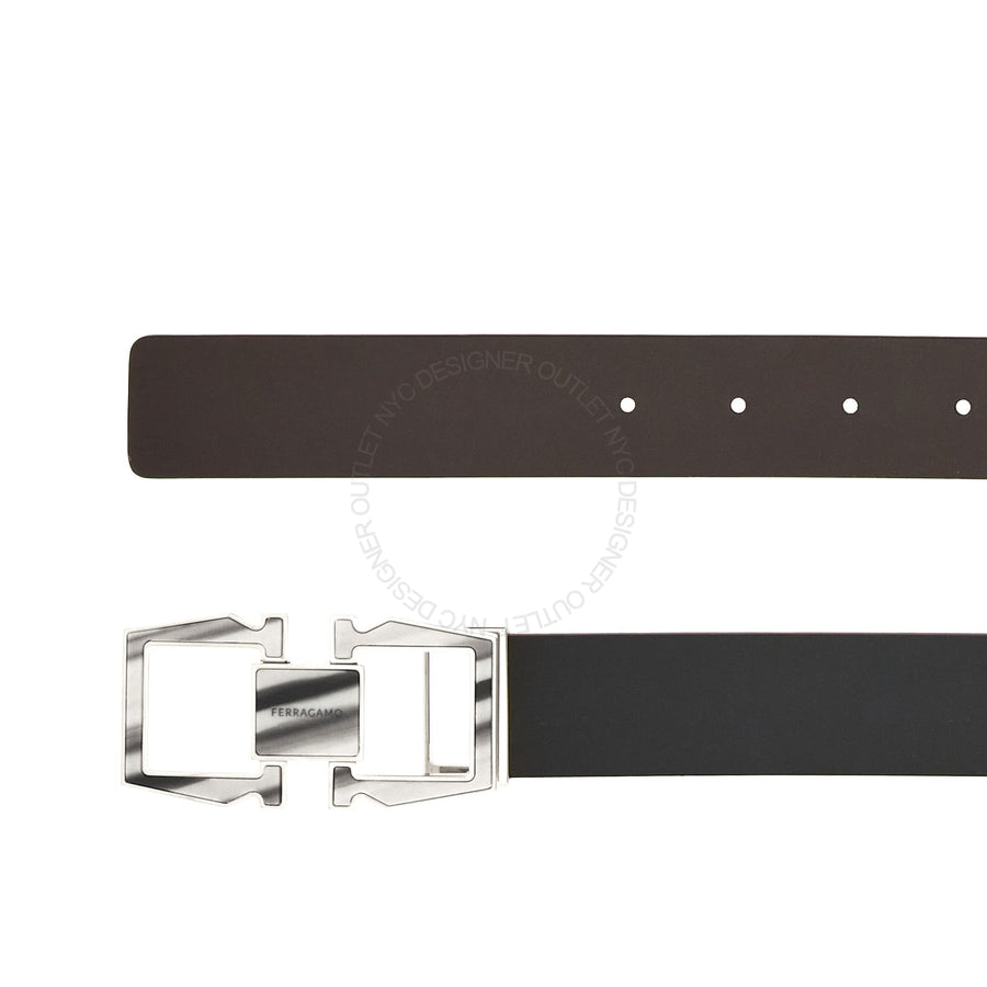 Ferragamo Black/Brown Leather Reversible Belt