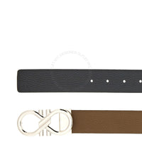 Ferragamo Black/Brown Pebbled Leather Reversible Belt