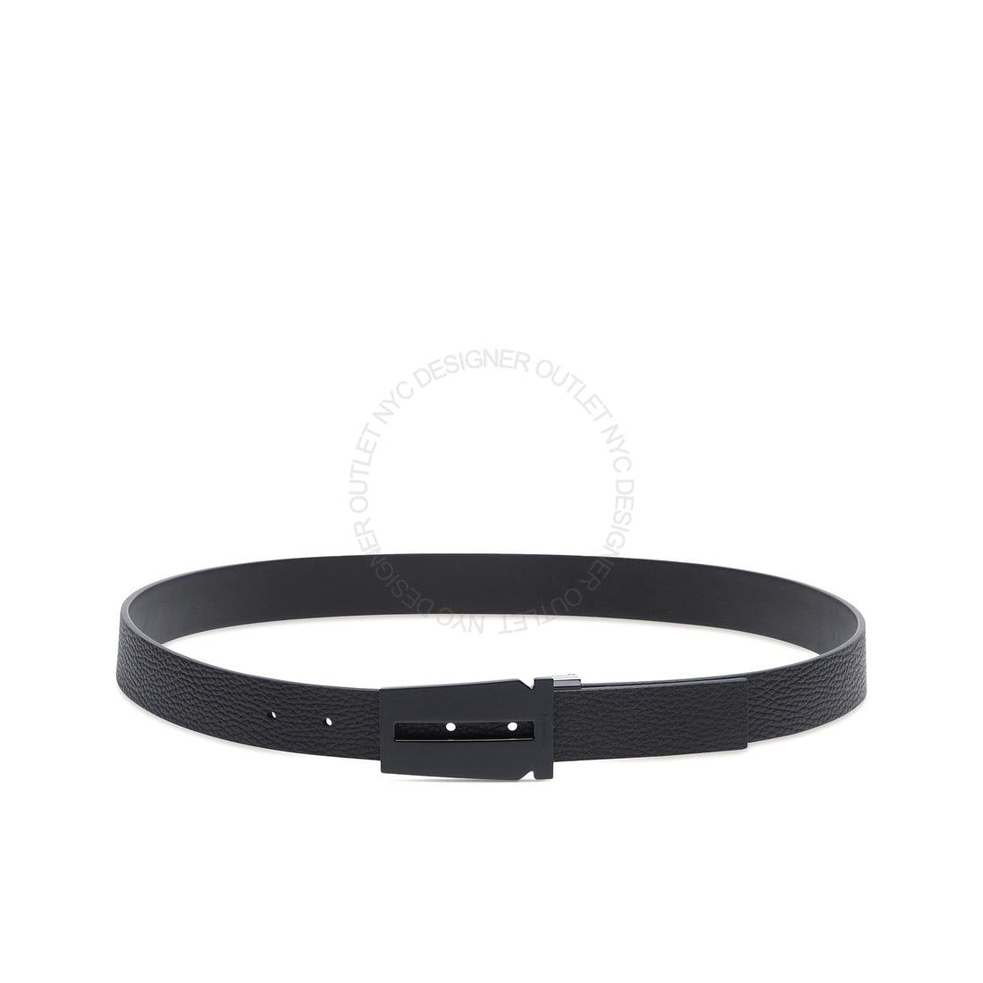 Ferragamo Black/Black Leather Reversible Belt