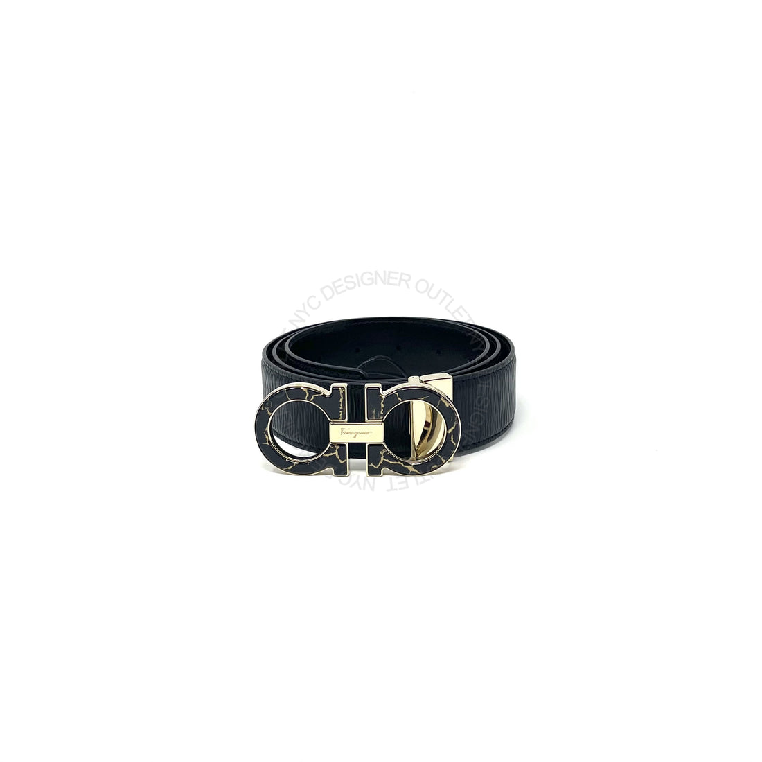 Ferragamo Black Adjustable Leather Belt