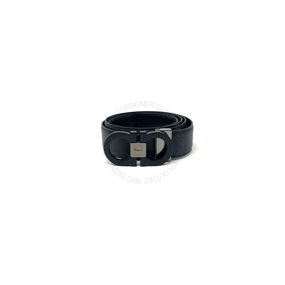 Ferragamo Black Adjustable Leather Belt