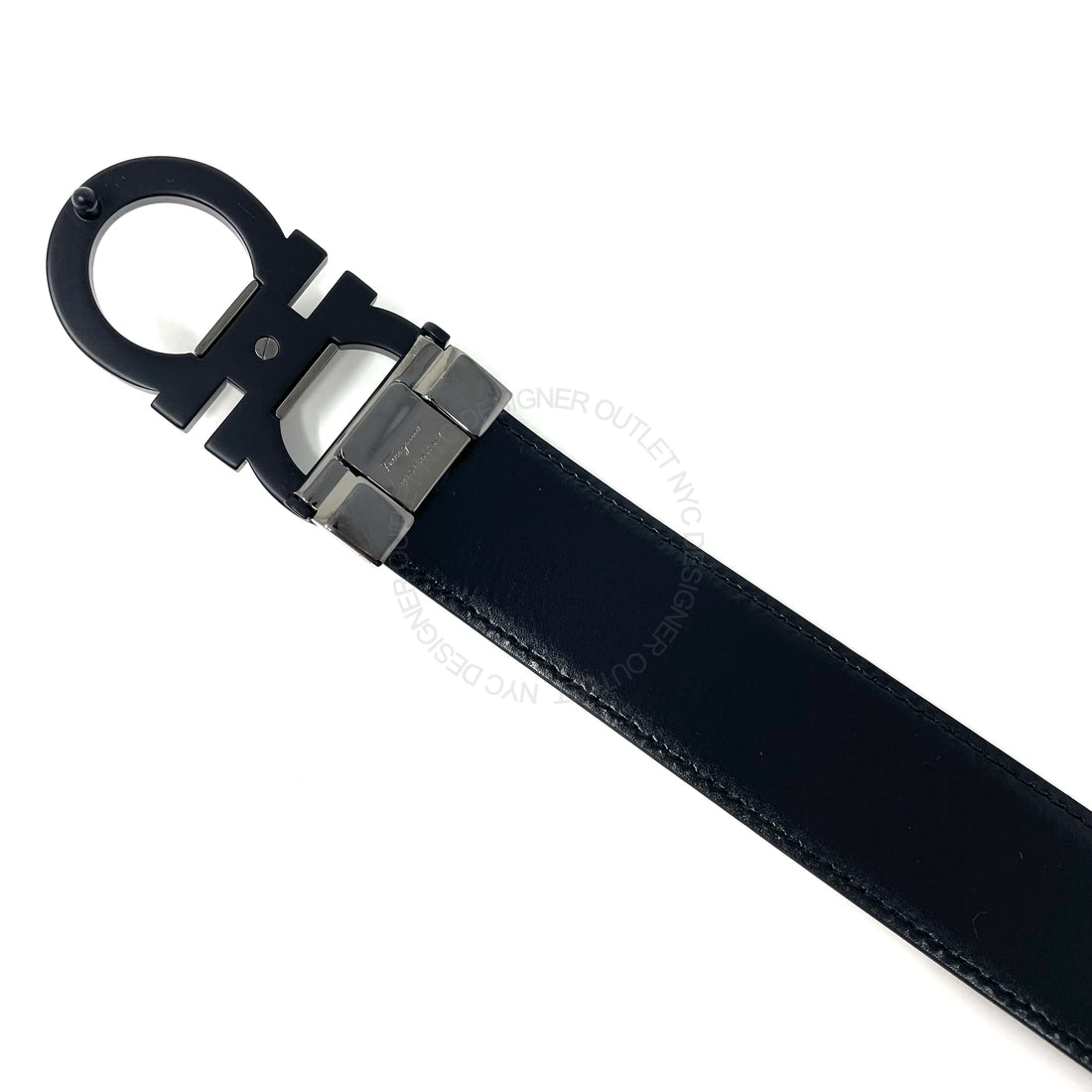 Ferragamo Black Adjustable Leather Belt