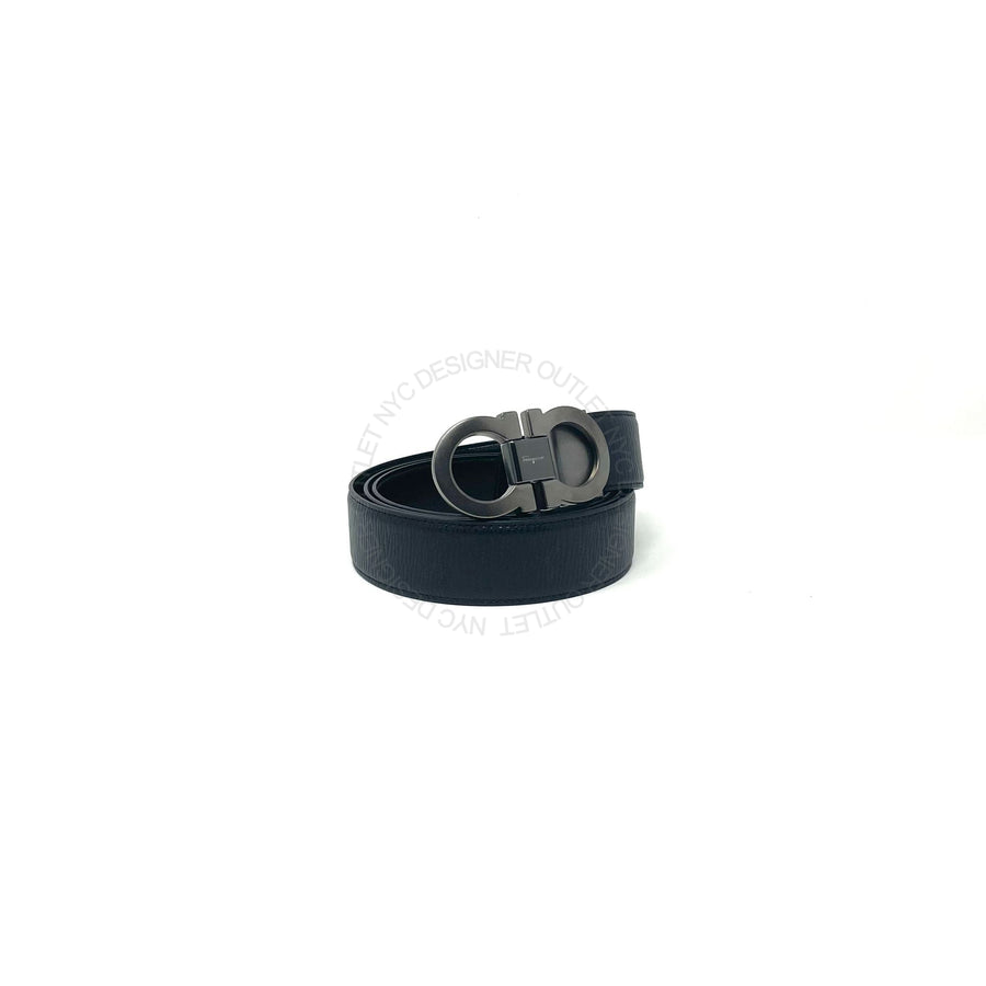 Ferragamo Black Adjustable Leather Belt