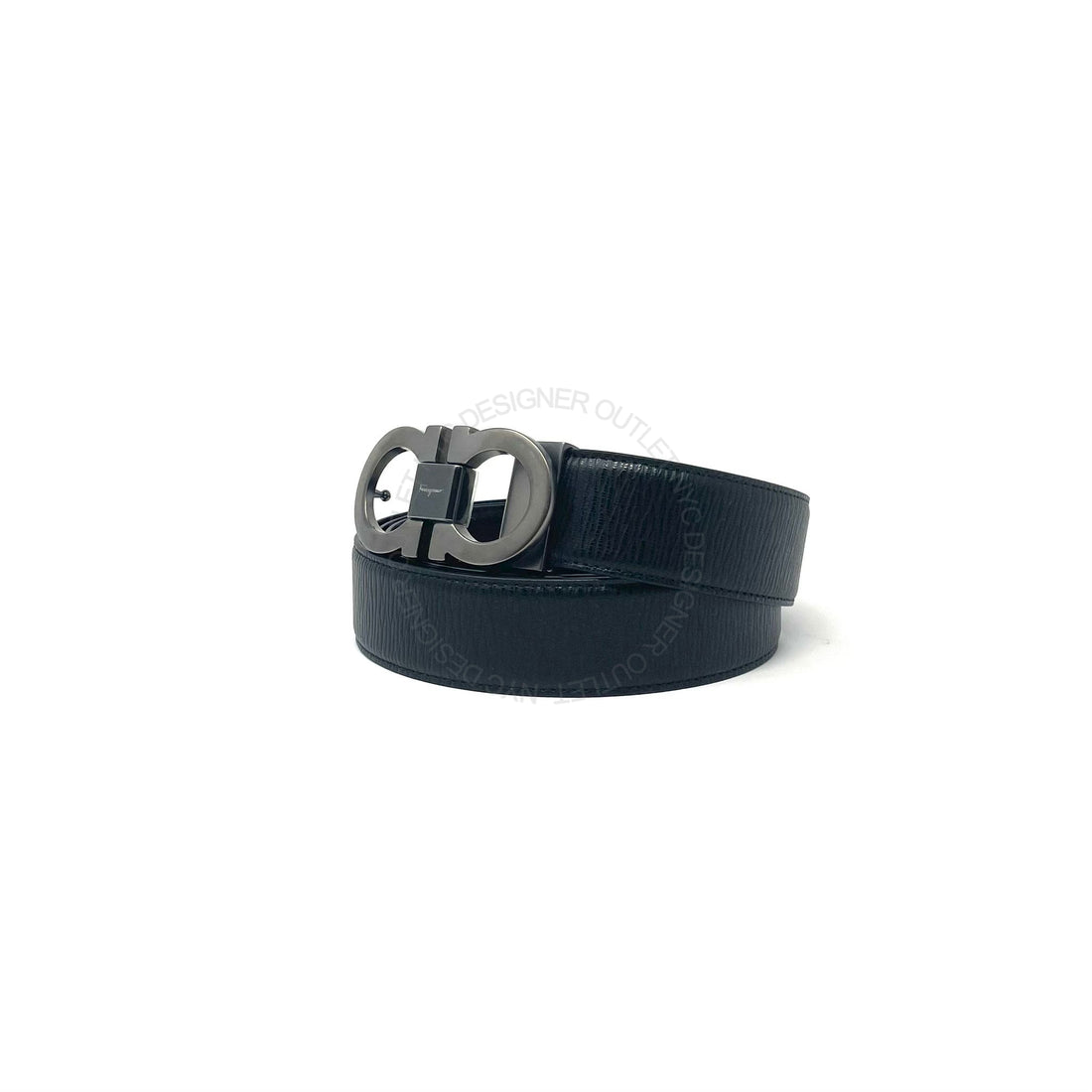 Ferragamo Black Adjustable Leather Belt