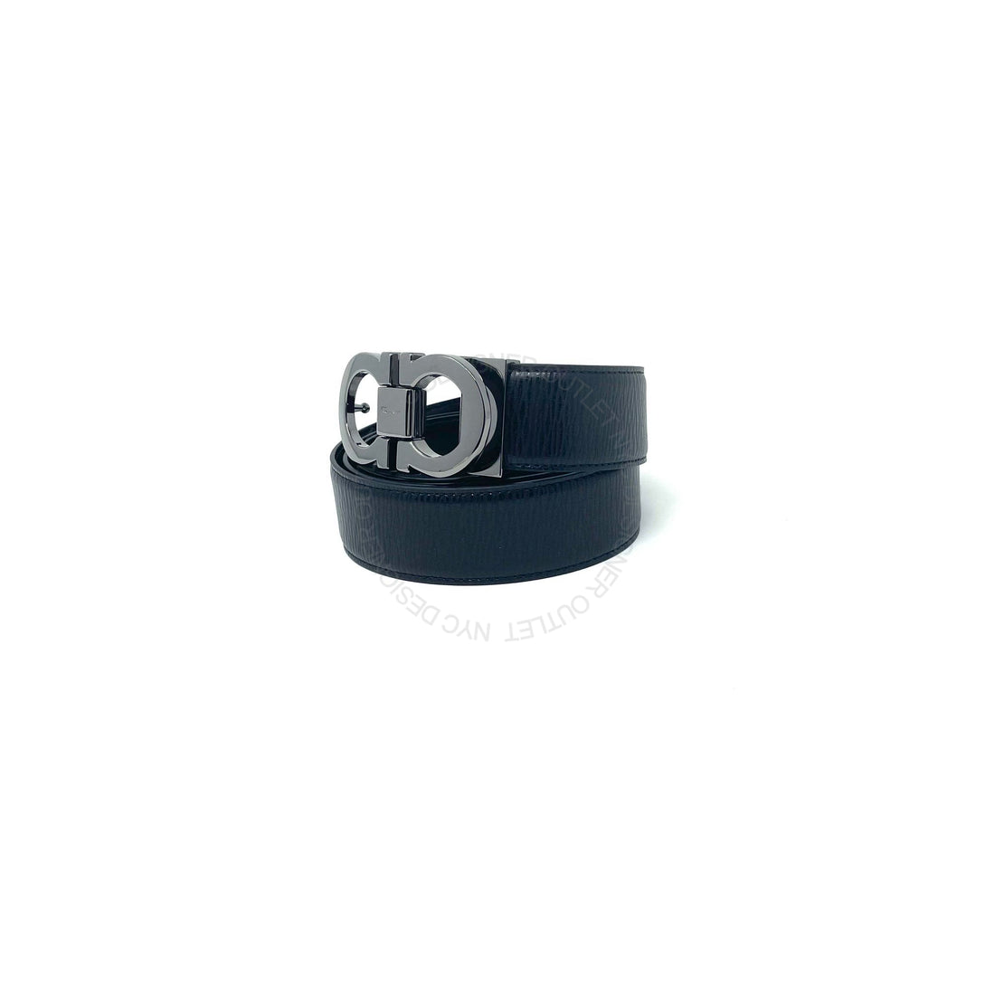 Ferragamo Black/Black Reversible Adjustable Leather Belt