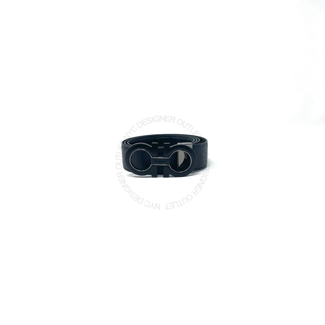 Ferragamo Black/Black Reversible Adjustable Leather Belt