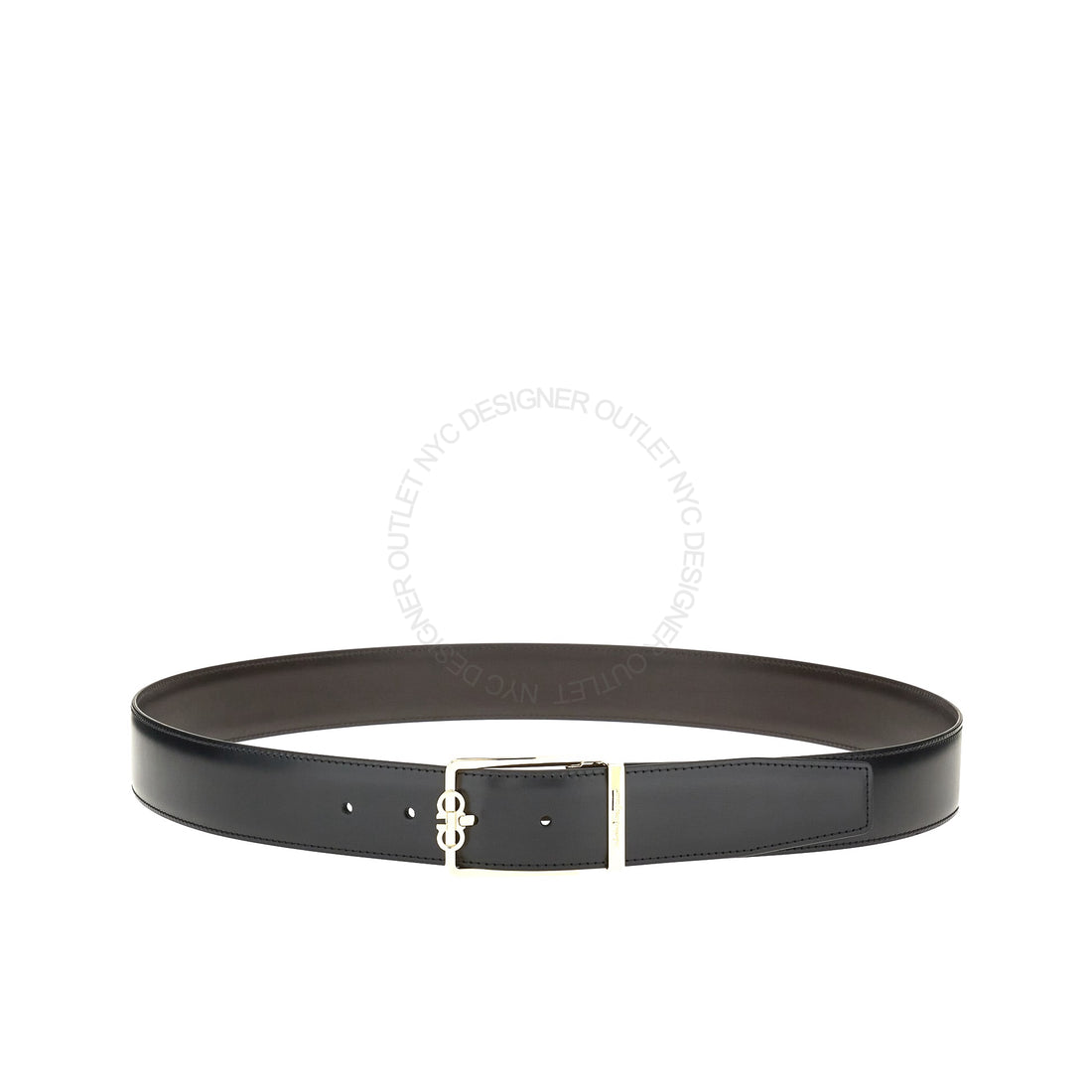 Ferragamo Black/Brown Reversible Adjustable Leather Belt