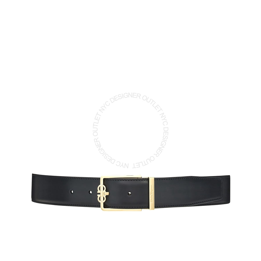 Ferragamo Black/Brown Reversible Adjustable Leather Belt