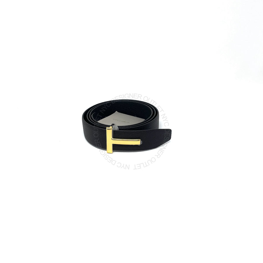 Tom Ford Black/Brown Reversible Pebbled Leather Belt