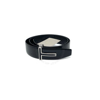 Tom Ford Glossy Glossy Black/Black Reversible Pebbled Leather Belt