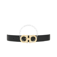 Ferragamo Black/Brown Leather Adjustable and Reversible Belt