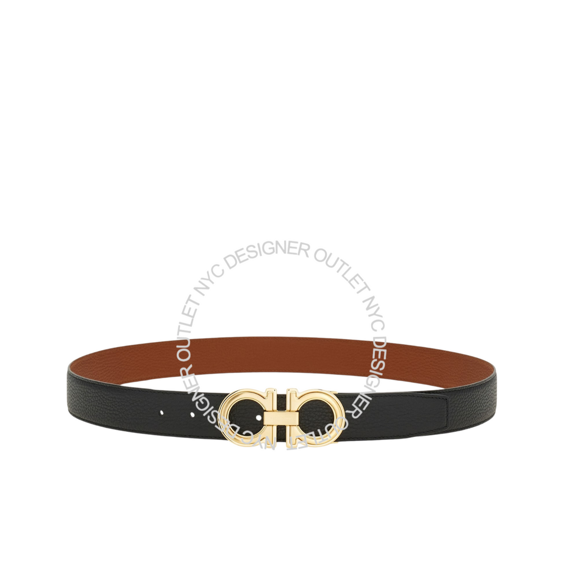 Ferragamo Black/Brown Leather Adjustable and Reversible Belt