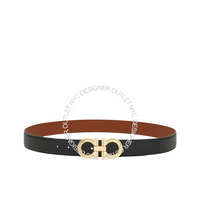 Ferragamo Black/Brown Leather Adjustable and Reversible Belt