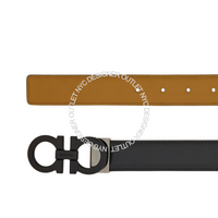 Ferragamo Black/Brown Leather Adjustable and Reversible Belt