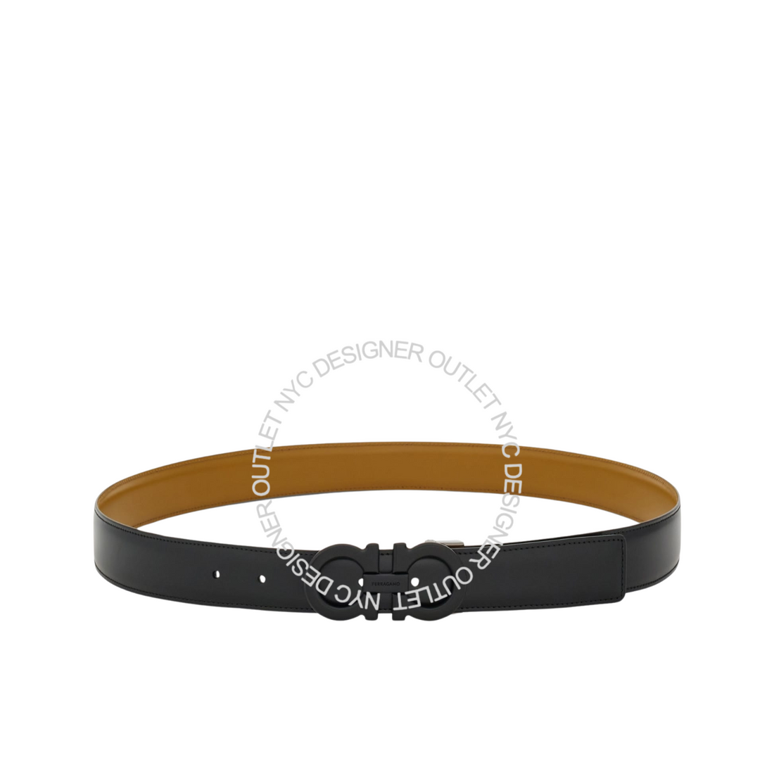 Ferragamo Black/Brown Leather Adjustable and Reversible Belt