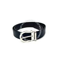 Ferragamo Black Leather Adjustable Belt