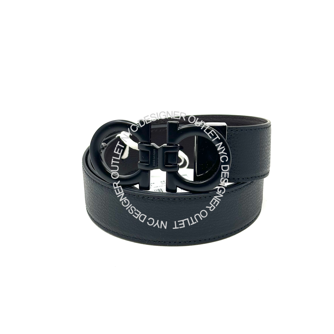 Ferragamo Black/Brown Leather Adjustable and Reversible Belt