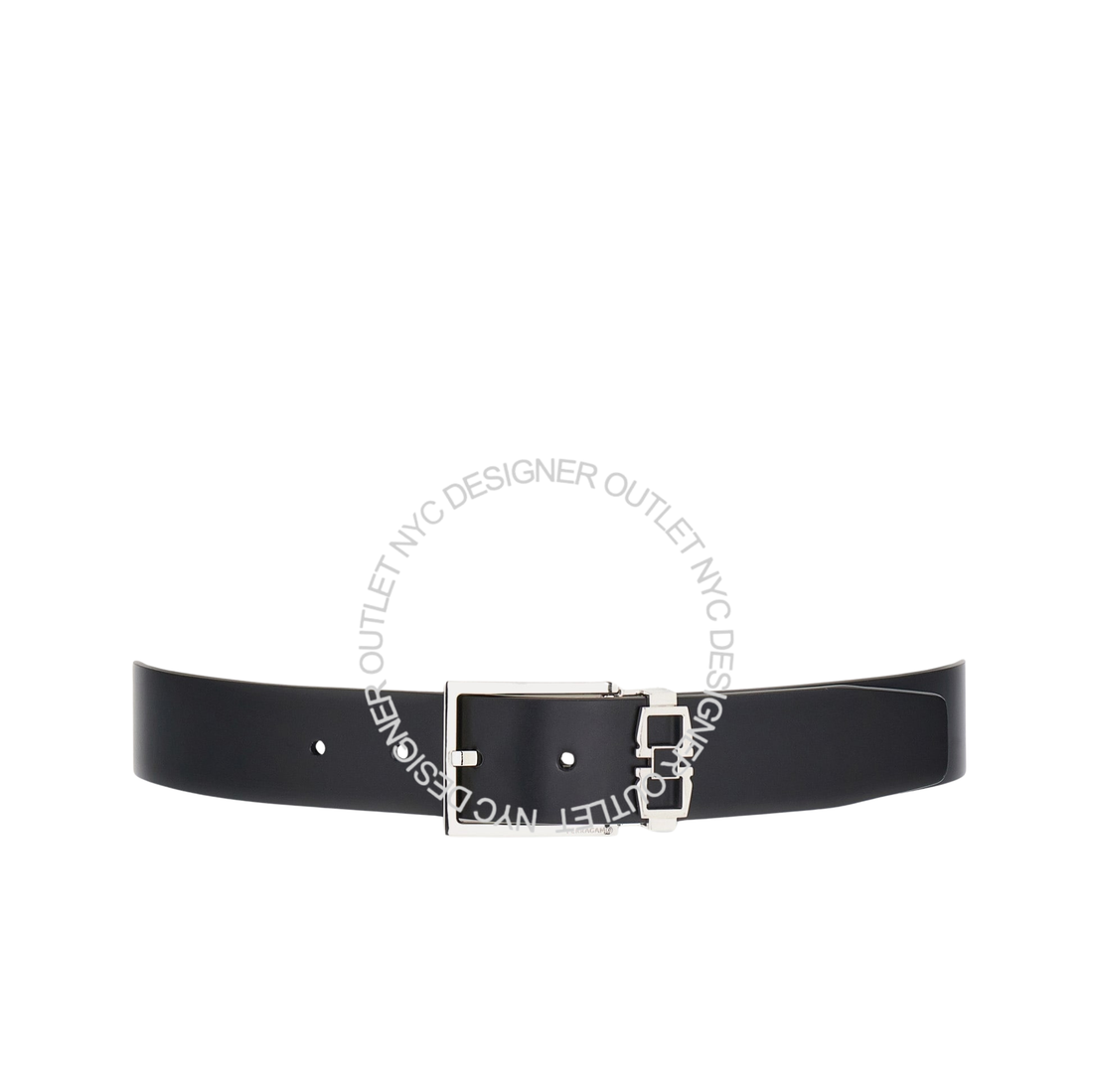 Ferragamo Black/Grey Leather Adjustable and Reversible Belt