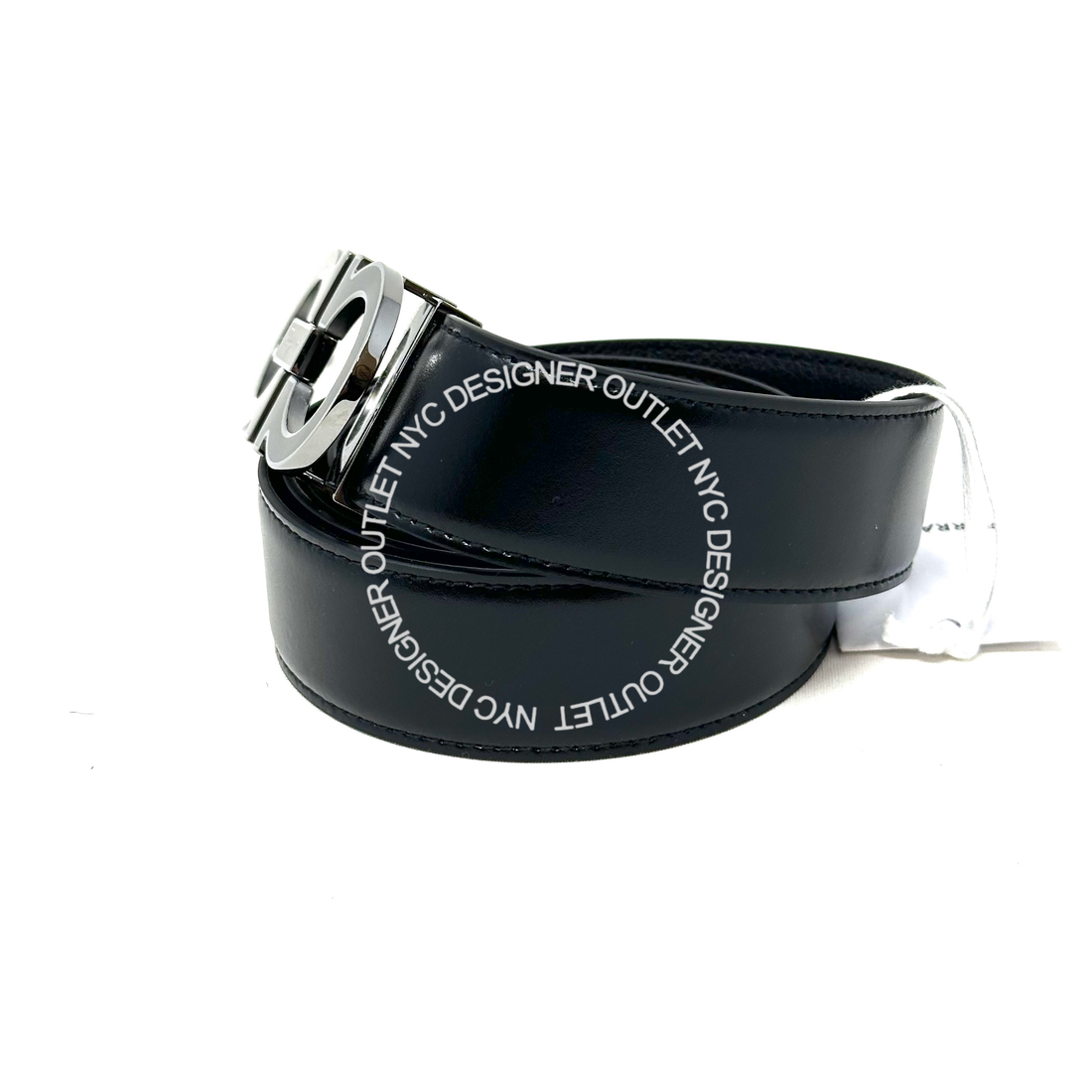 Ferragamo Black/Black Leather Adjustable and Reversible Belt