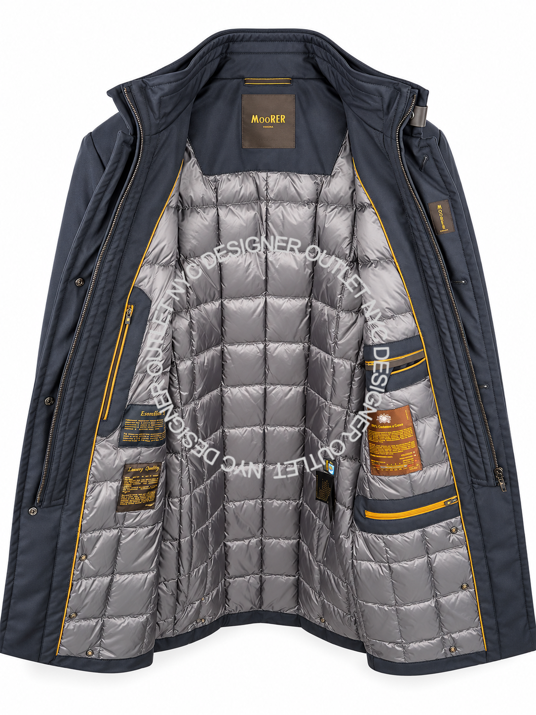 Moorer Bond Waterproof Down Jacket – Navy Blue with Retractable Hood