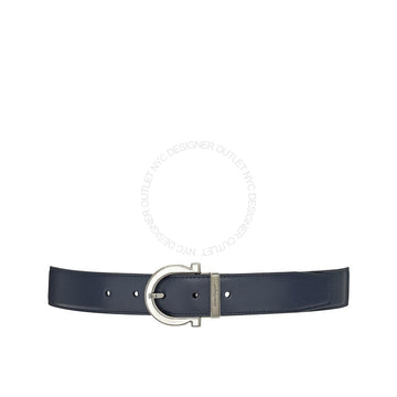 Ferragamo Black Pebbled / Blue Leather Adjustable belt