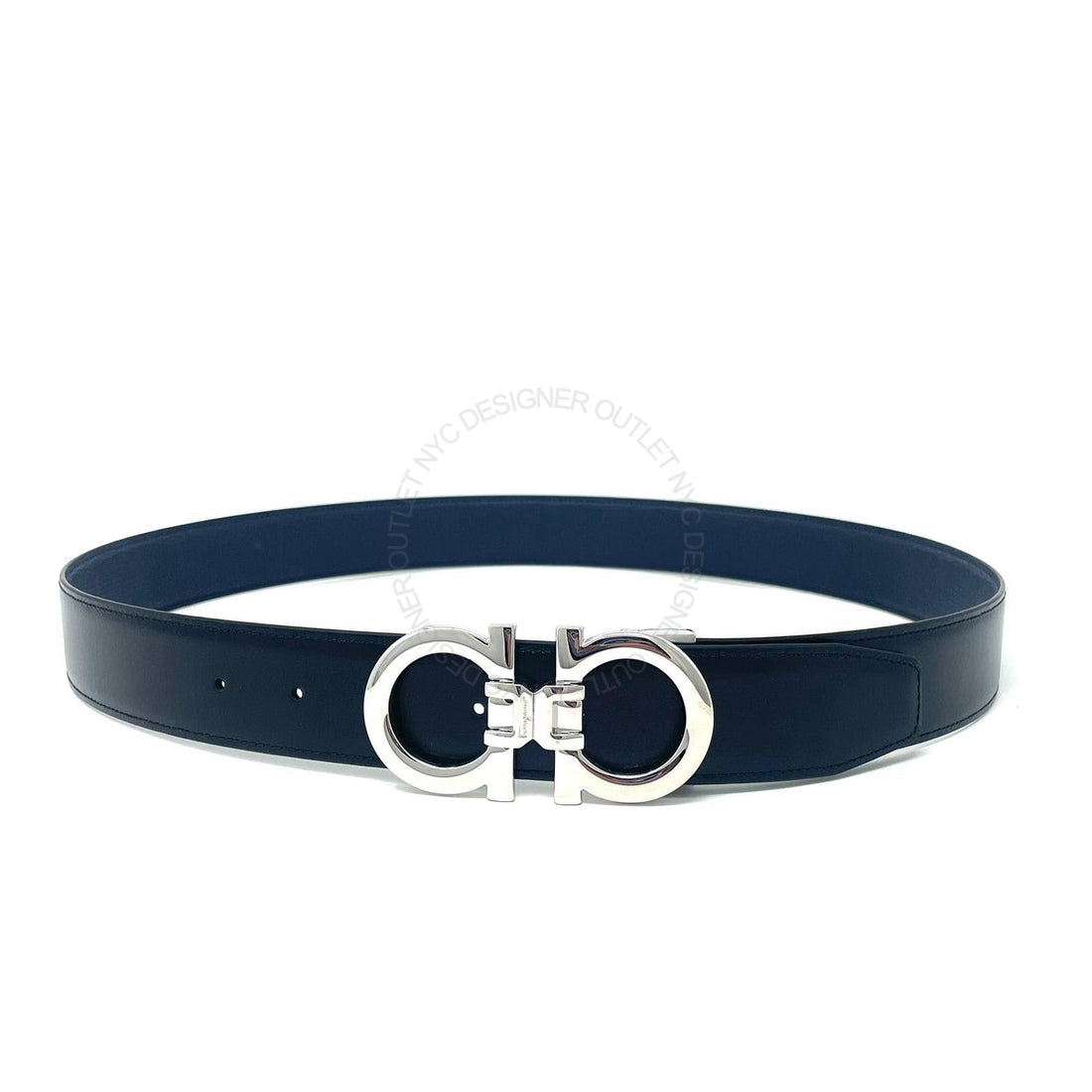Ferragamo Black/Black Leather Adjustable belt