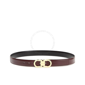 Ferragamo Black/Maroon Leather Adjustable belt