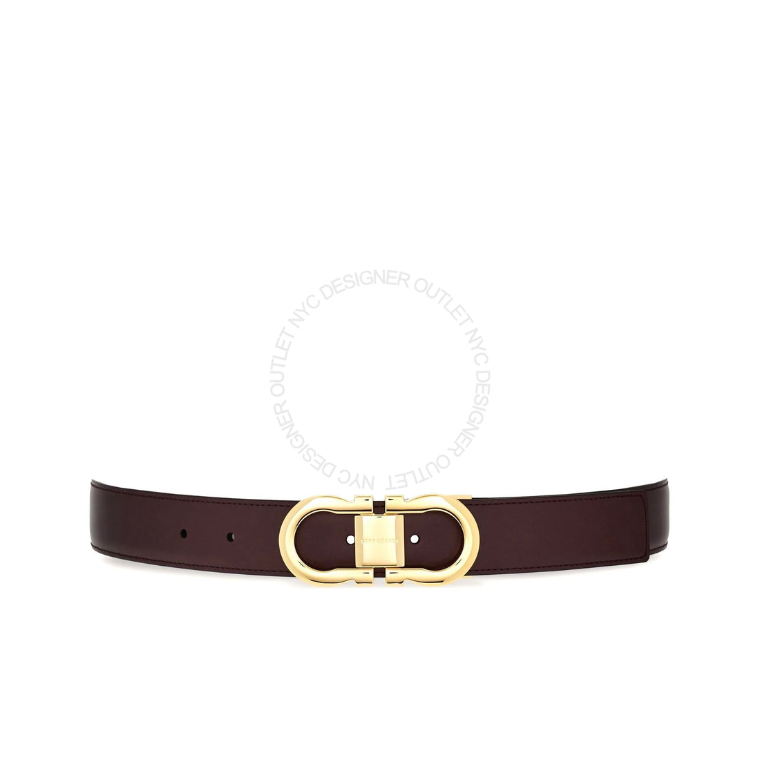 Ferragamo Black/Maroon Leather Adjustable belt