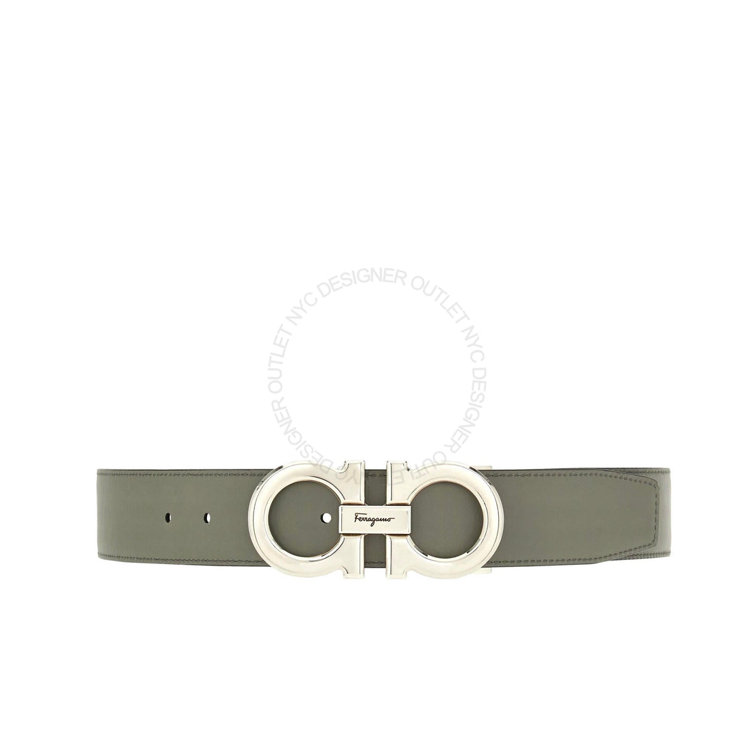 Ferragamo Grey/Maroon Leather Adjustable belt