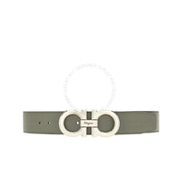 Ferragamo Grey/Maroon Leather Adjustable belt