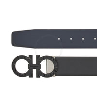 Ferragamo Black/Navy Leather Adjustable belt