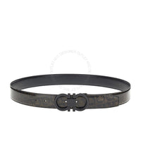 Ferragamo Black Smoked Leather Adjustable & Reversible belt