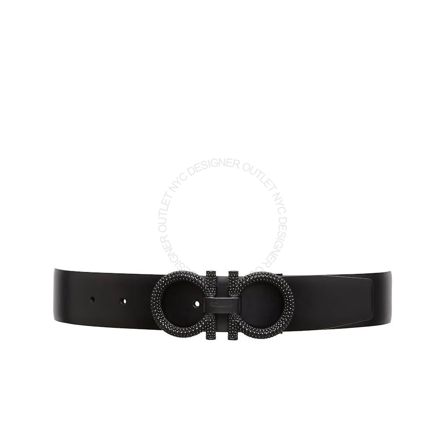 Ferragamo Black Blue Leather Adjustable & Reversible belt