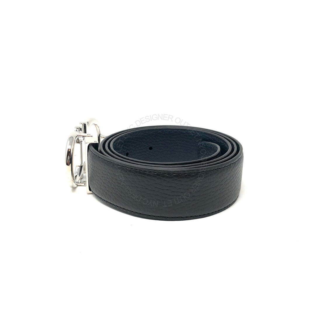 Ferragamo Black/Blue Leather Adjustable & Reversible belt