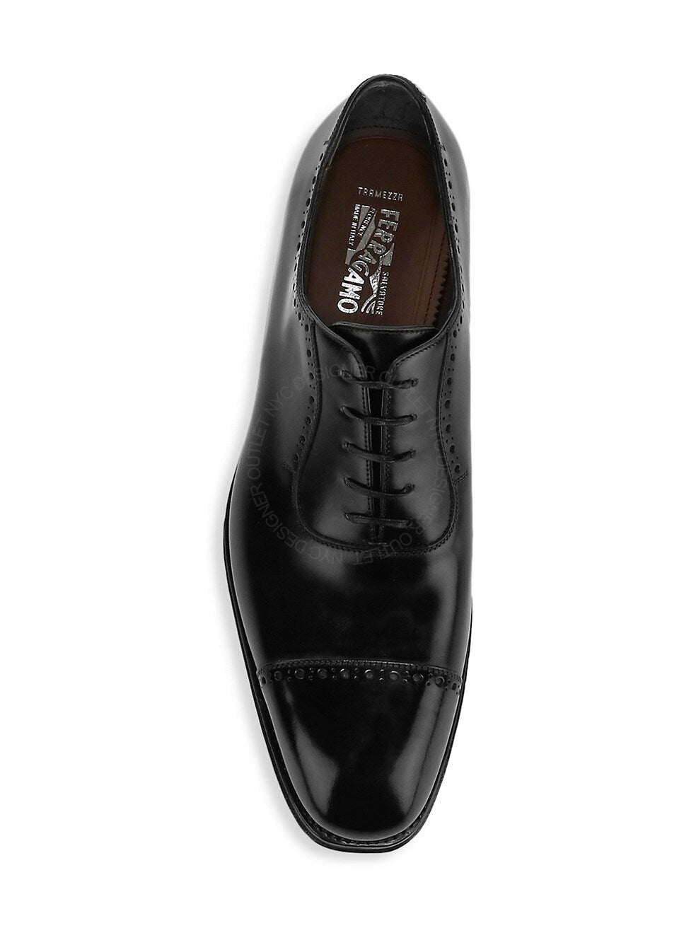  Salvatore Ferragamo Princeton Mens Black Leather Lace up  Oxford Shoe