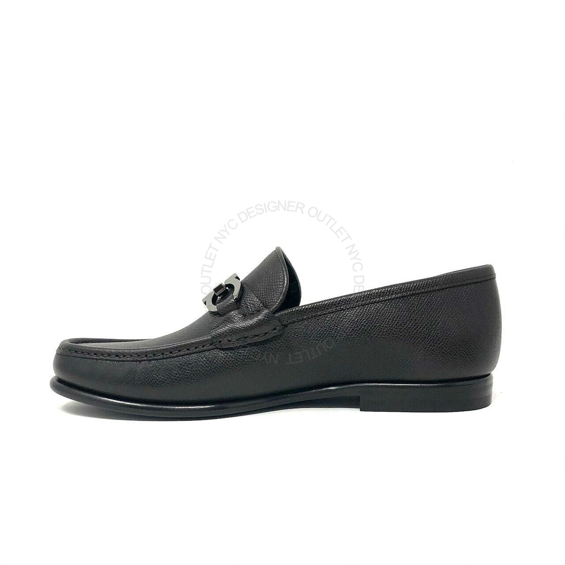 Ferragamo Slavatore Black Leather Men Loafers Shoe 