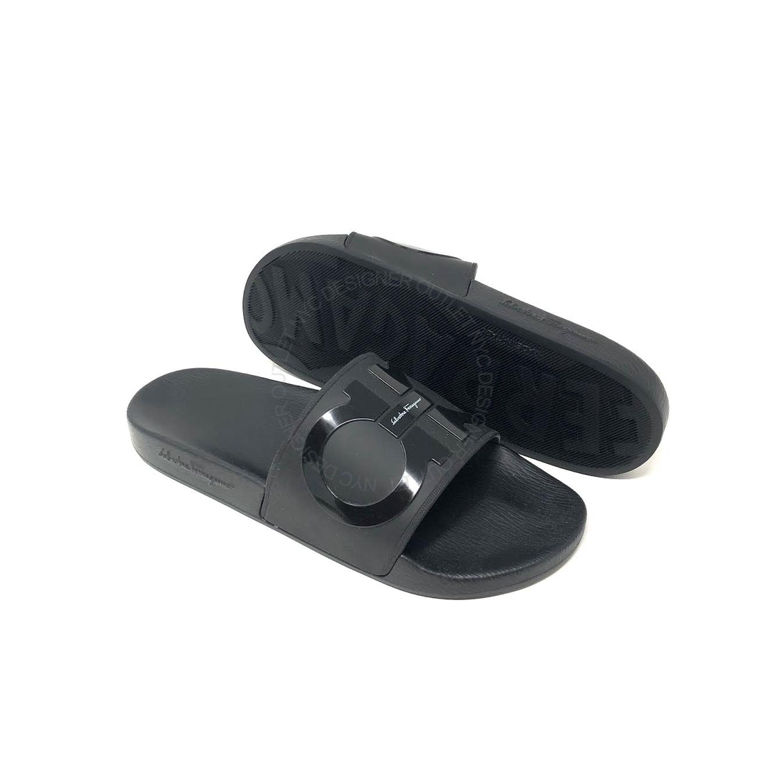 Ferragamo Men's Groove 6 Gancini Slide Sandals