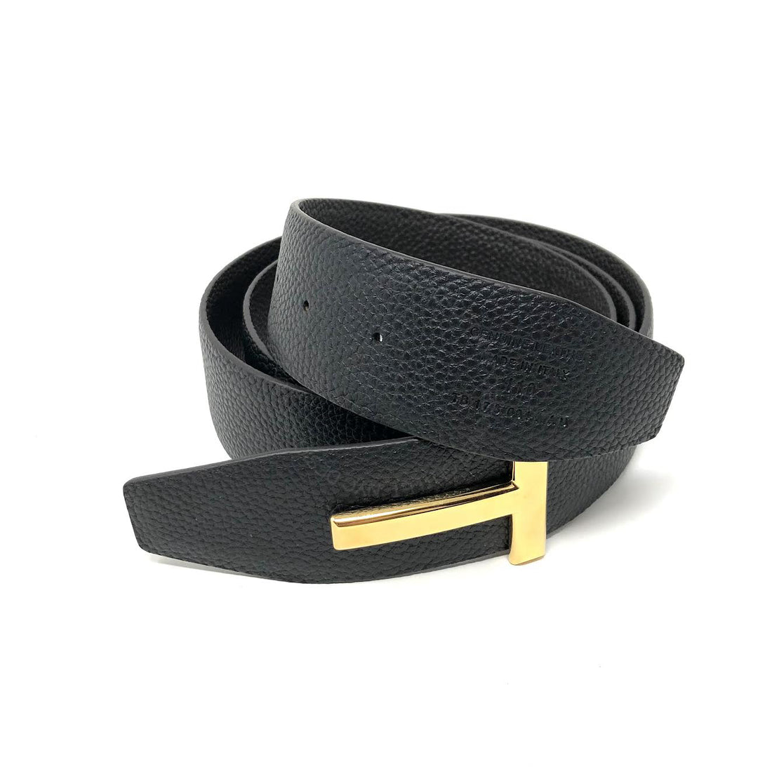 Tom Ford Black Pebbled Leather Belt