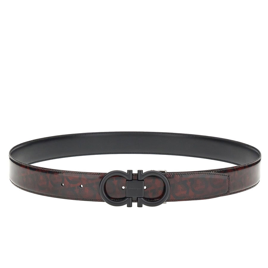 Ferragamo Black & Red Smoked Leather Reversible belt